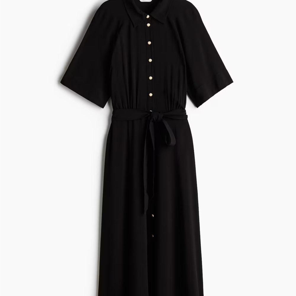H&M black tie belt shirt dress size XXL